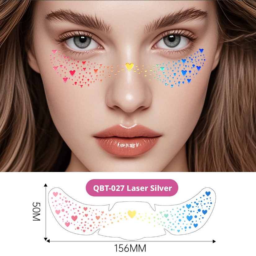 Laser Silver Tattoo Sticker-Round Star Model-Pink + Yellow + Blue-Paper-1