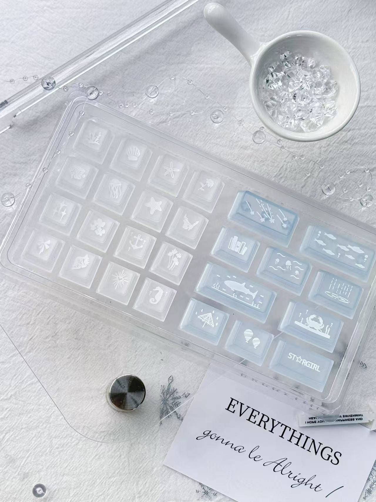 Sleek Blue Keyboard Caps With A Fresh, Cool, And Transparent Design