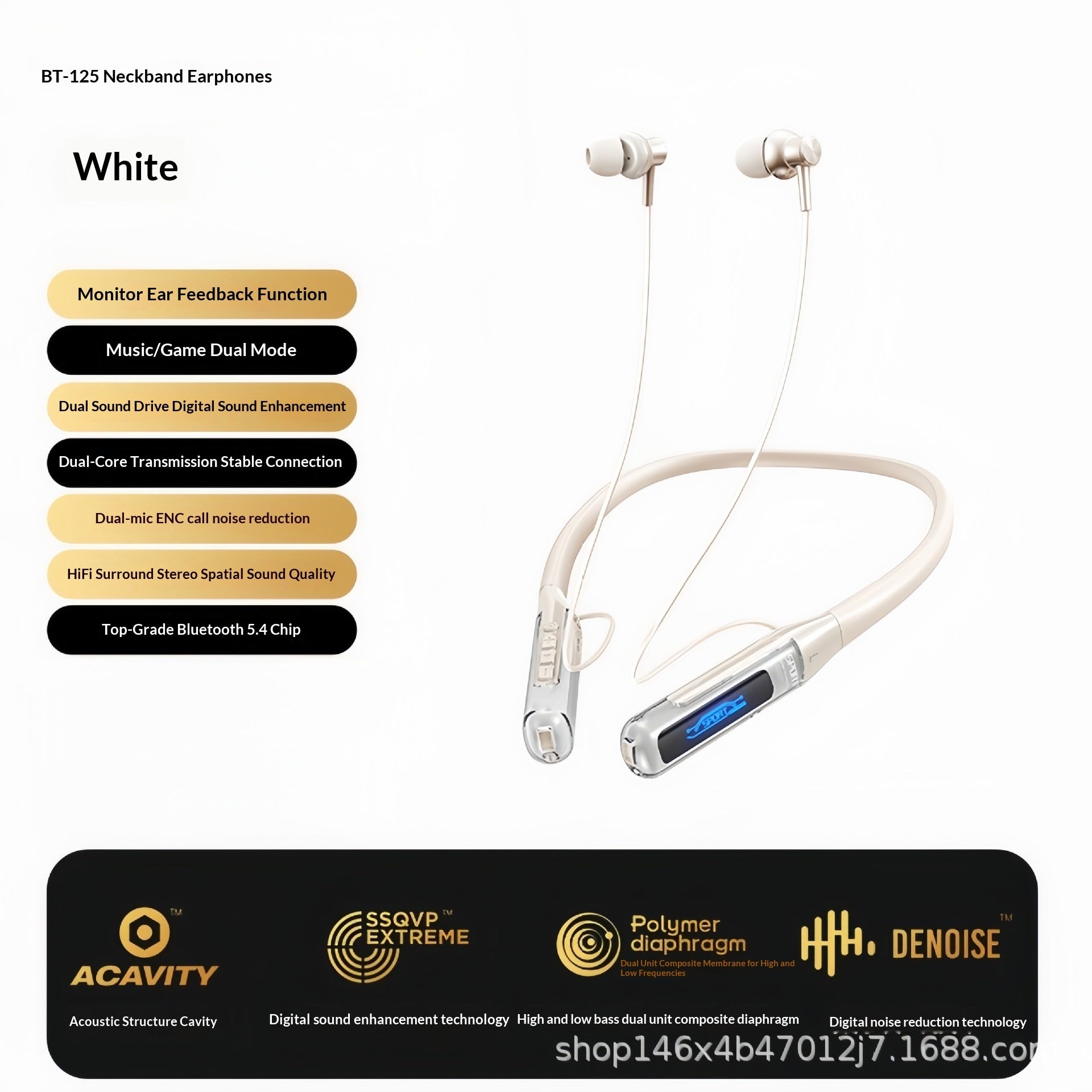 Auriculares deportivos inalámbricos de cuello, multifunción, estéreo, con cancelación de ruido inteligente