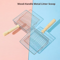 Cat litter shovel with wooden handle-electroplated silver-iron-eucalyptus wood handle-1 piece