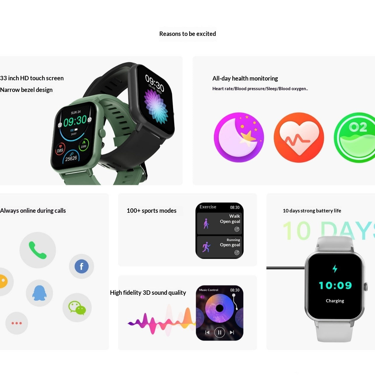 Reloj inteligente ZL54CJ con llamadas Bluetooth y monitoreo de frecuencia cardíaca y presión arterial