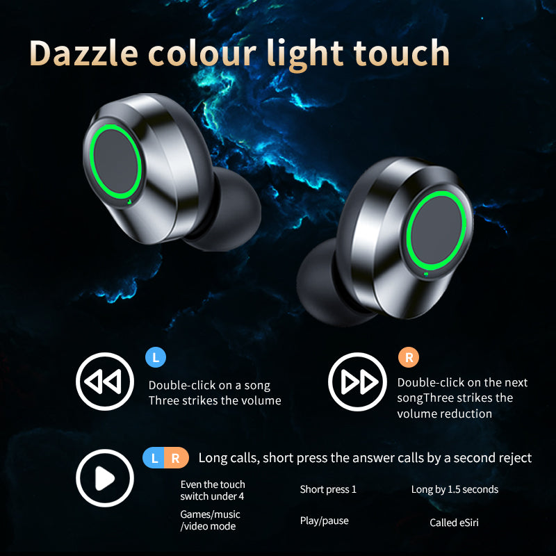 Auriculares inalámbricos Bluetooth YD03 TWS con pantalla grande inteligente, pantalla digital y luz de respiración intrauditivos