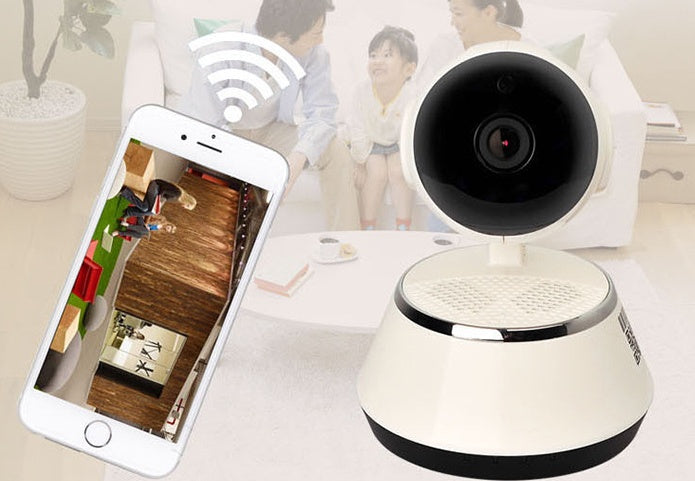 Cámara IP inalámbrica WIFI 720P Cámara de seguridad para el hogar Ranura Micro SD Compatible con micrófono y P2P Aplicación gratuita Plástico ABS