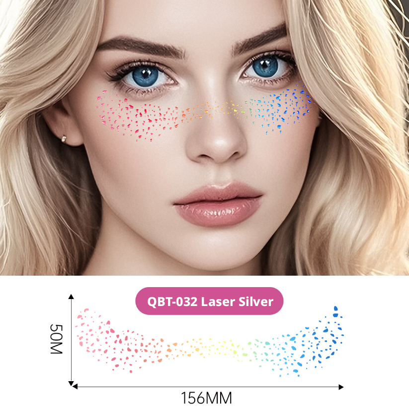 Laser Silver Tattoo Sticker-Round Star Model-Pink + Yellow + Blue-Paper-1
