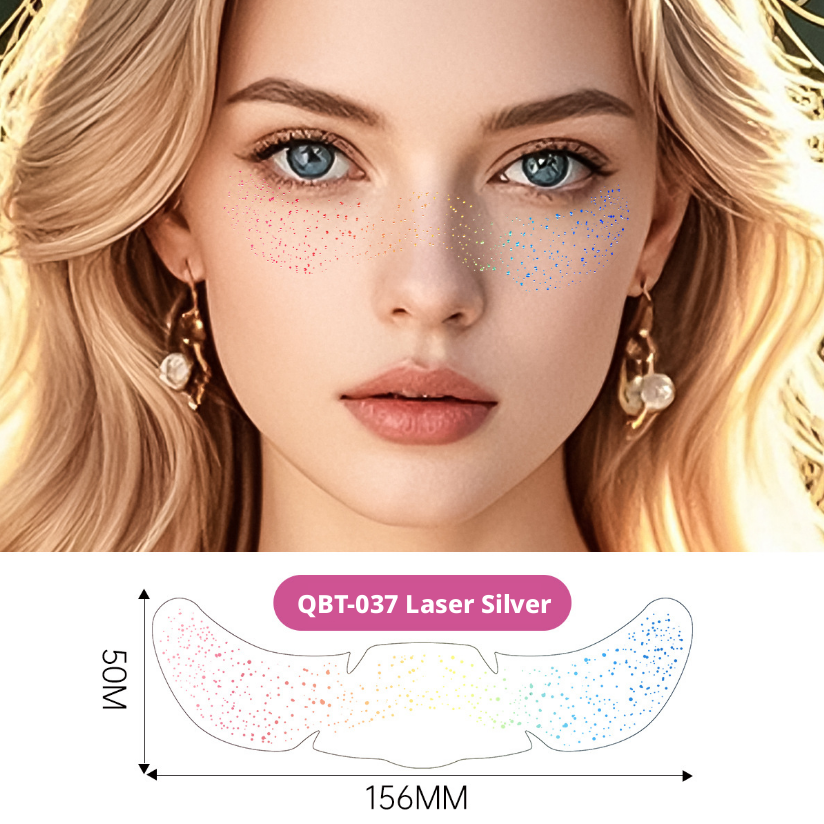 Laser Silver Tattoo Sticker-Round Star Model-Pink + Yellow + Blue-Paper-1