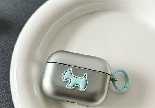 Minimalist Electroplated Matte Silver Puppy-themed Soft Phone Case For Earphones