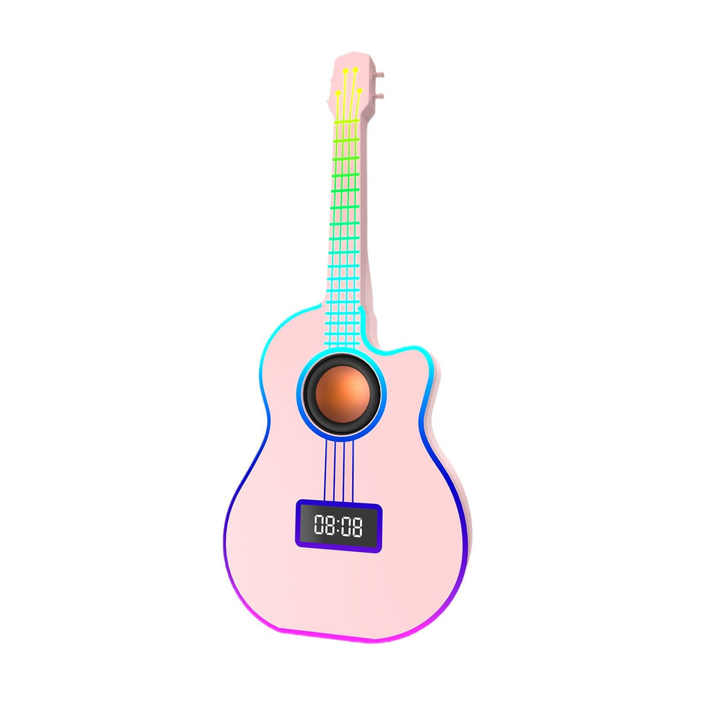 Bluetooth Guitar Speaker With An Alarm Clock And Vibrant Ambient Lighting