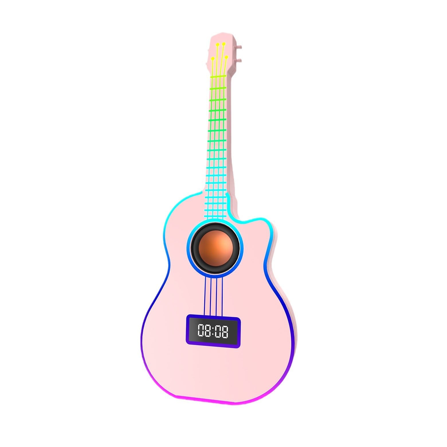 Bluetooth Guitar Speaker With An Alarm Clock And Vibrant Ambient Lighting