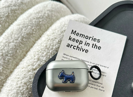 Minimalist Electroplated Matte Silver Puppy-themed Soft Phone Case For Earphones
