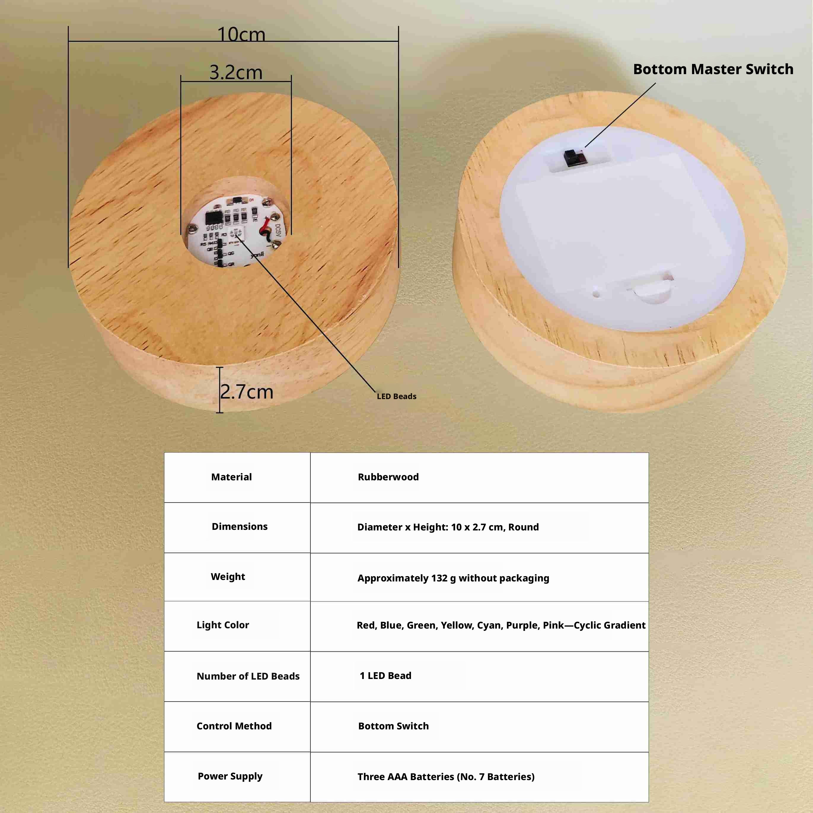Luminous base-AAA battery model-Puliang color light-1 piece