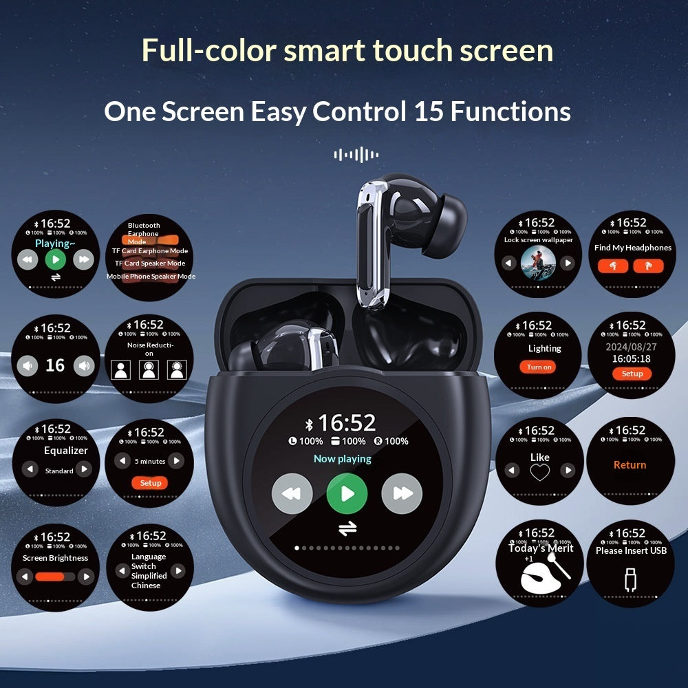 Noise-canceling Wireless Bluetooth Headphones With A Screen