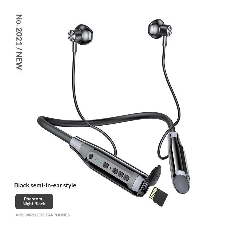 Ultra-long Standby Wireless Neckband Bluetooth Earphones With A Card Slot