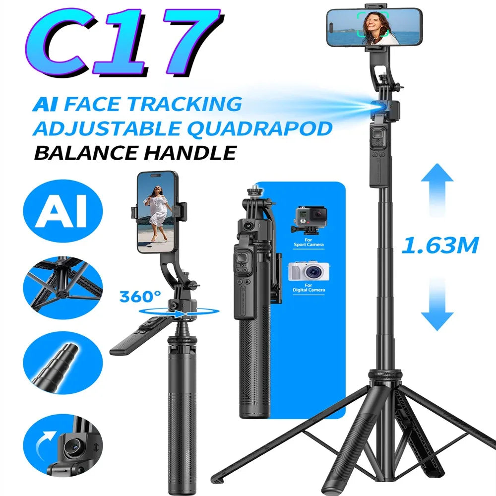 New upgrade Selfie Tripod Gimbal Stabilizer For Smartphone Bluetooth Remote Intelligent AI Follow-Up Anti Shake Pan Tilt