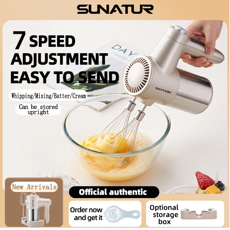 SUNATUR 400W wireless Hand Mixer charging DC Egg Cake Beater Cream Cookies Bakery electric handheld Kitchen blender machine