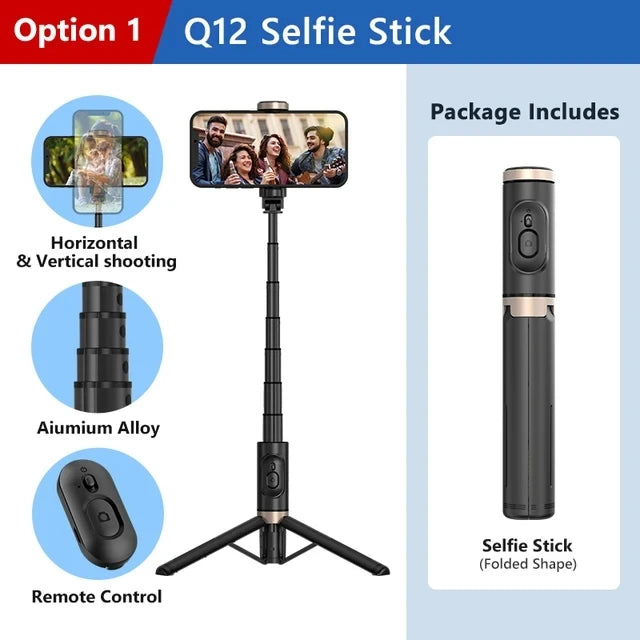 Roreta 2024 NEW Bluetooth Selfie Stick  Foldable Wireless Tripod with Bluetooth Shutter Monopod Live Photograph for iphone