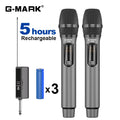 Micrófono inalámbrico G-MARK X220U UHF, micrófono de karaoke con receptor de batería de litio recargable, funciona 5 horas para altavoces