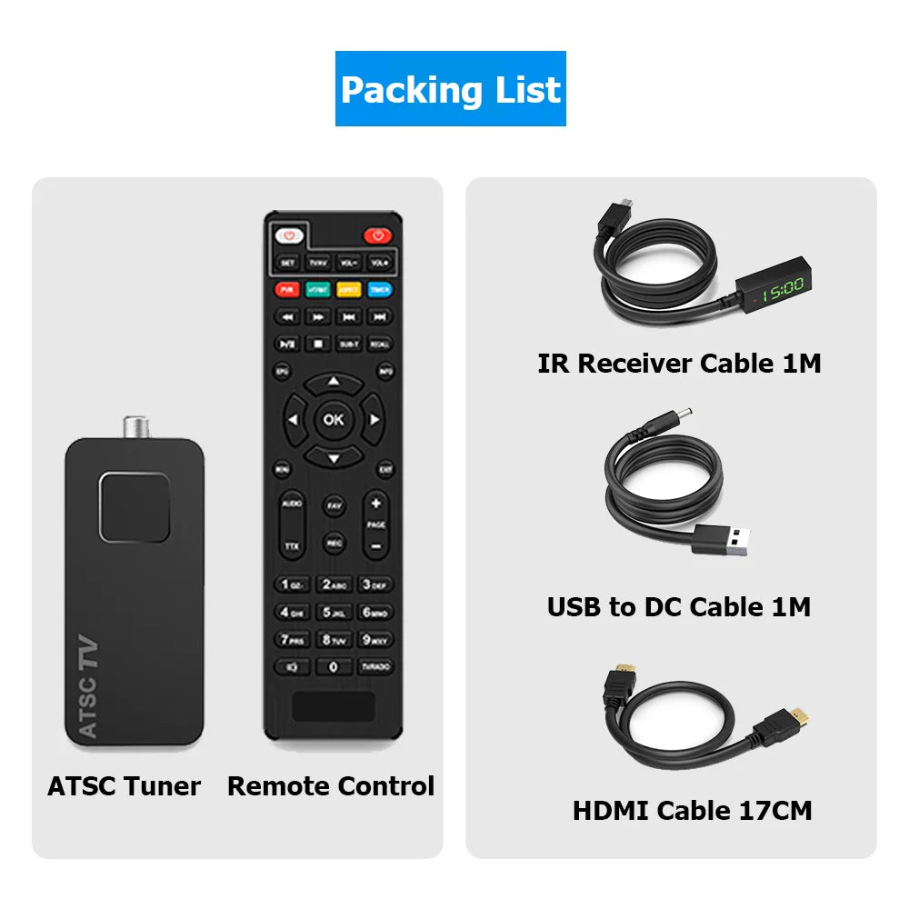 Mini boîtier convertisseur TV numérique HD FTA ATSC tuner USB multimédia enregistrement PVR EPG caché derrière la TV Support Corée Canada Mexique États-Unis
