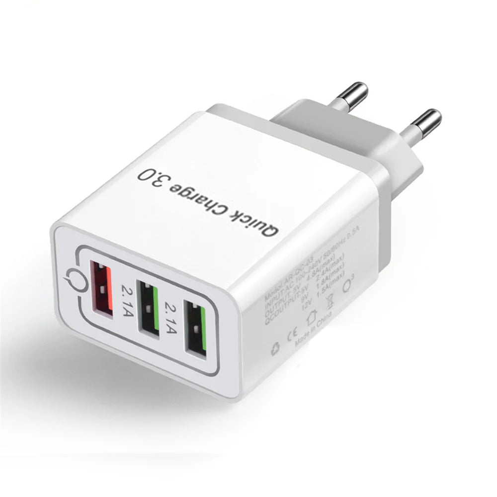 EU US Plug 4 USB 45W USB Charger Fast Charge QC 3.0 Wall Charging For iPhone 12 11 Samsung Xiaomi Mobile 4 Ports Adapter Travel