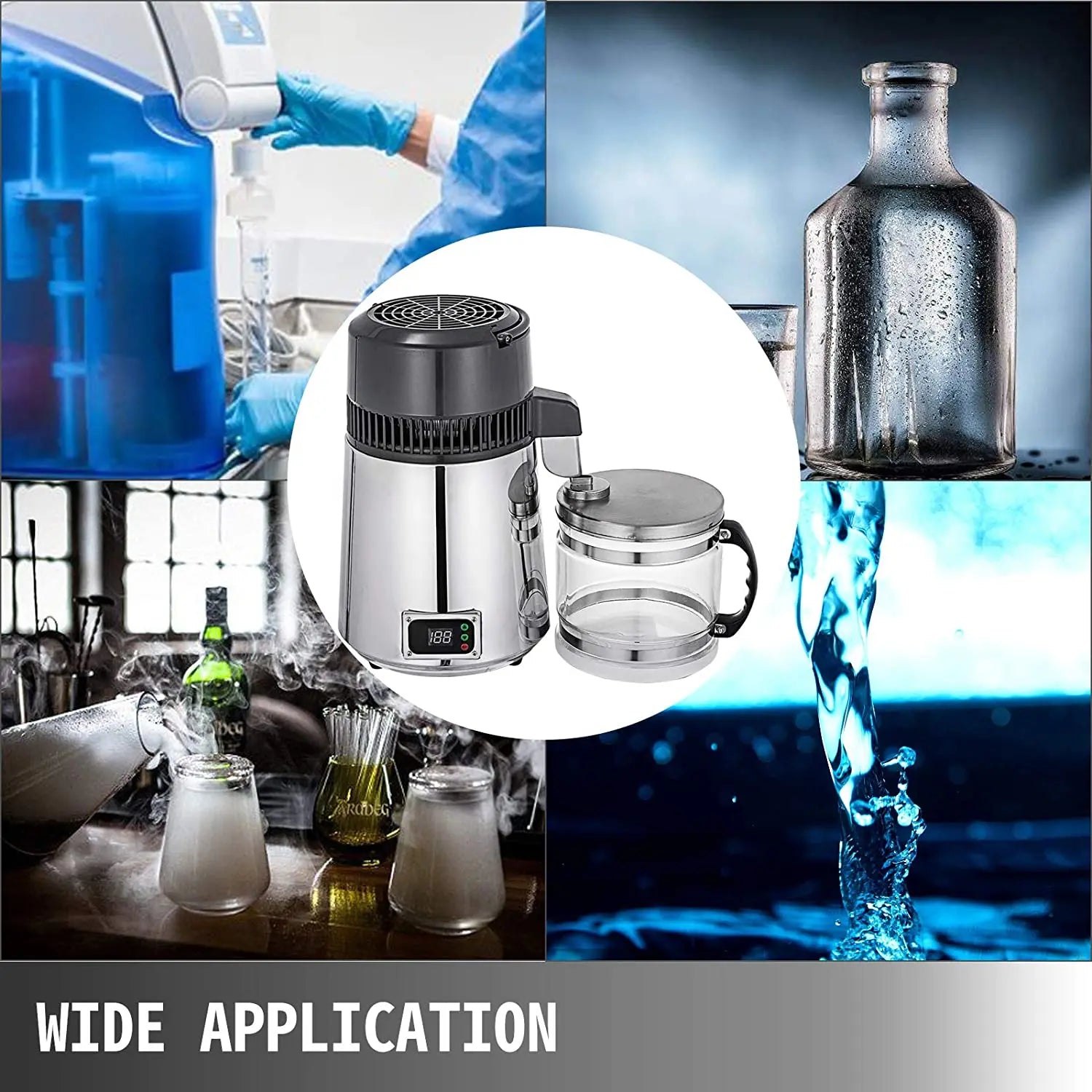 Destilador de agua de 4 litros, productor de agua destilada de 1.1 galones, destilador de agua pura con pantalla de doble temperatura de 750 W, máquina destiladora de agua