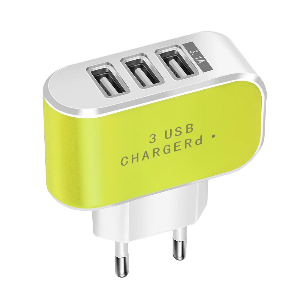 USB Charger 3 Ports 5V2A Travel Wall Power Adapter Charging For iPhone Xiaomi Samsung HTC Huawei Nylon Braided Micro USB Cable