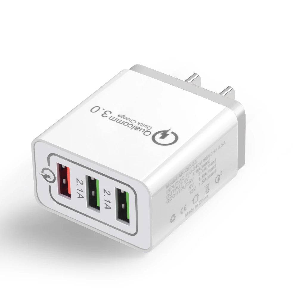 EU US Plug 4 USB 45W USB Charger Fast Charge QC 3.0 Wall Charging For iPhone 12 11 Samsung Xiaomi Mobile 4 Ports Adapter Travel
