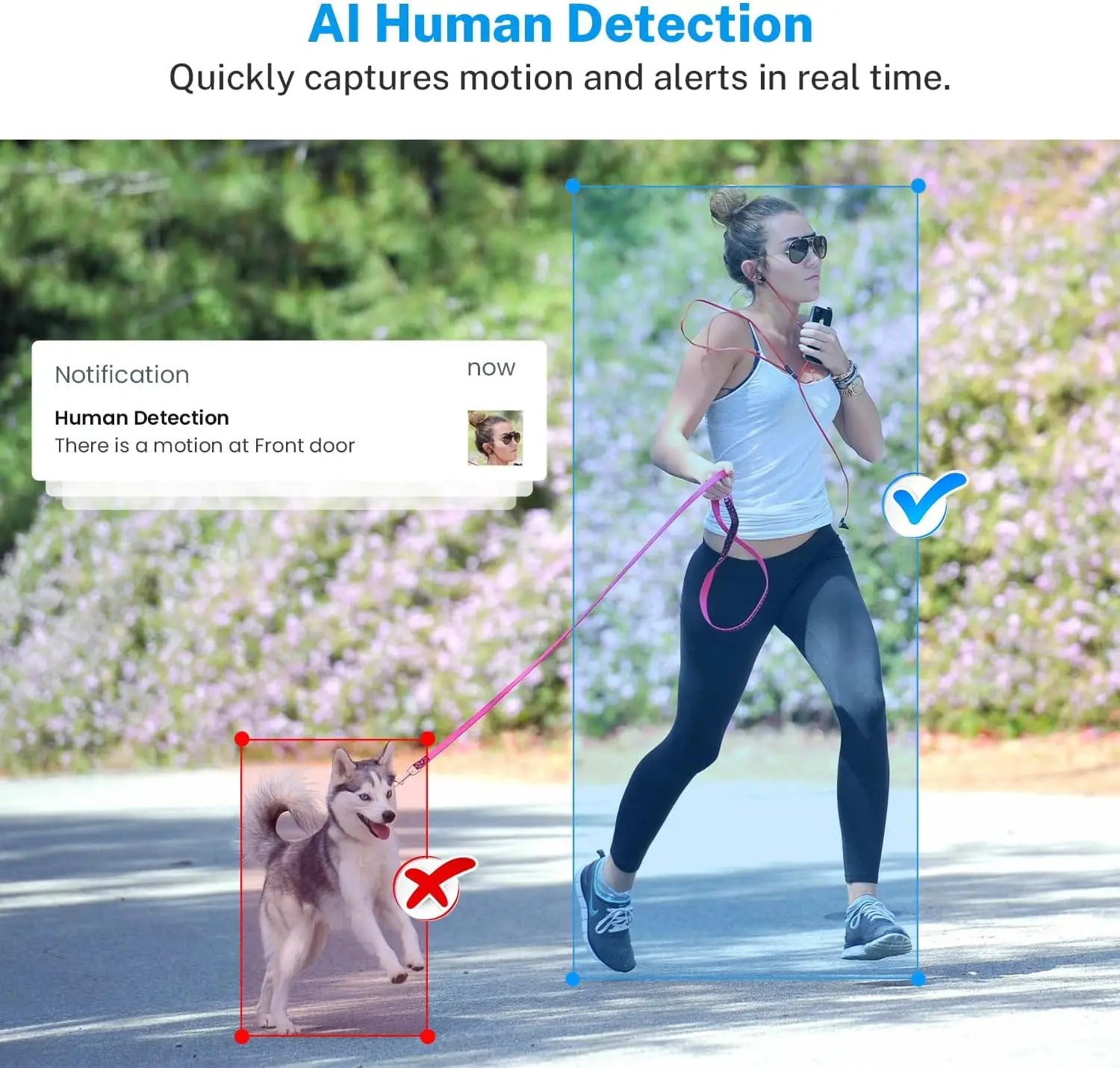 Cámara de video inalámbrica para timbre con detección de IA, visión nocturna, audio bidireccional, alimentada por batería para uso en interiores y exteriores