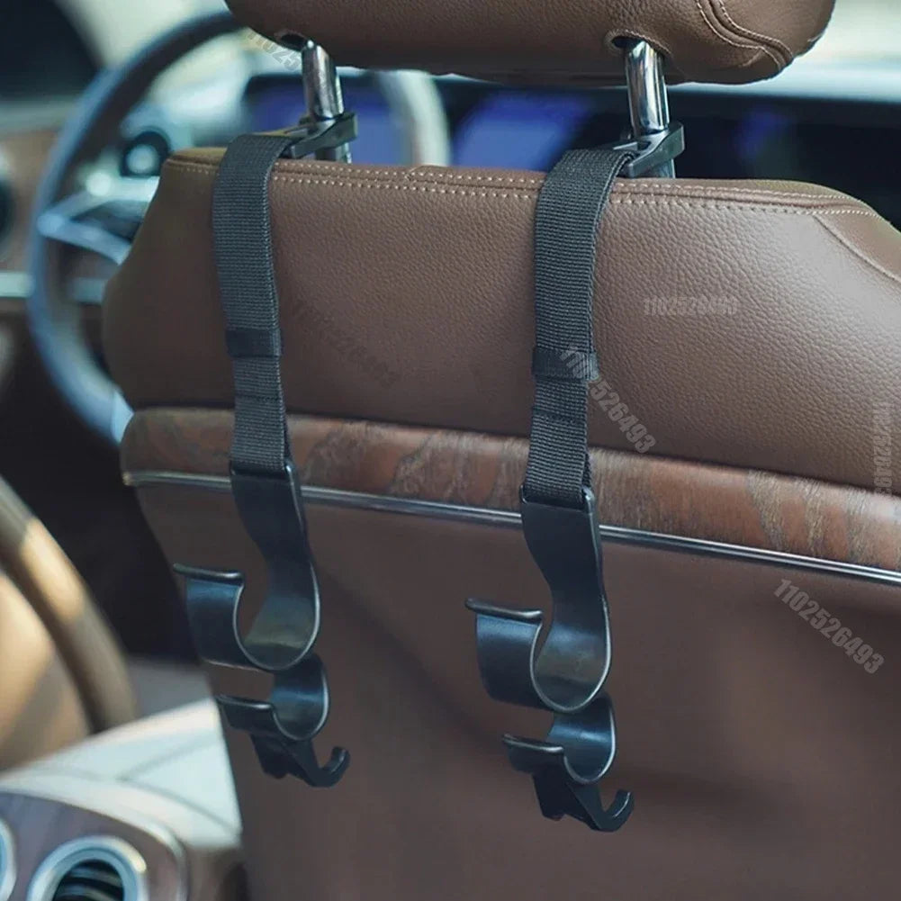2pcs Car Trunk Storage Hook For Bag Umbrella Fishing Rod Holder Universal Seat Back Organizer Bracket Interior Stowing Tidying