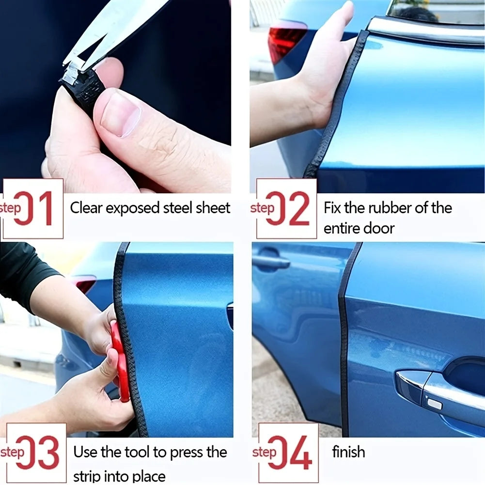 5/10M Protector de borde de puerta de coche Tira antiarañazos universal para puerta de coche Reducción de ruido Protección anticolisión con acero Carstyling