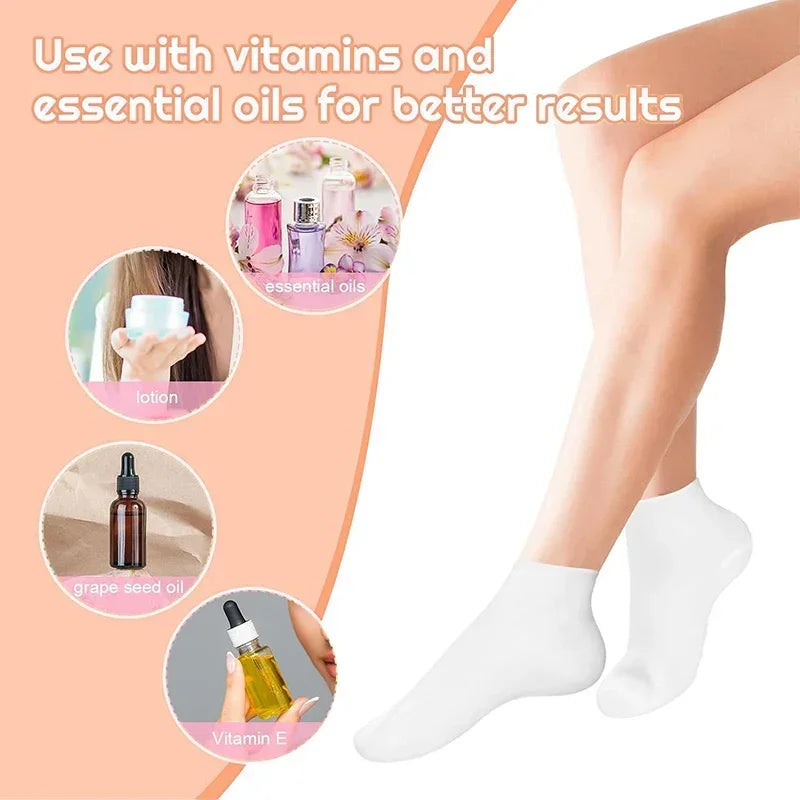 2 Calcetines de gel de silicona hidratantes para pies secos y agrietados, nutritivos para la piel, lubricantes, para el cuidado completo de los pies, calcetines de masaje, herramientas de manicura