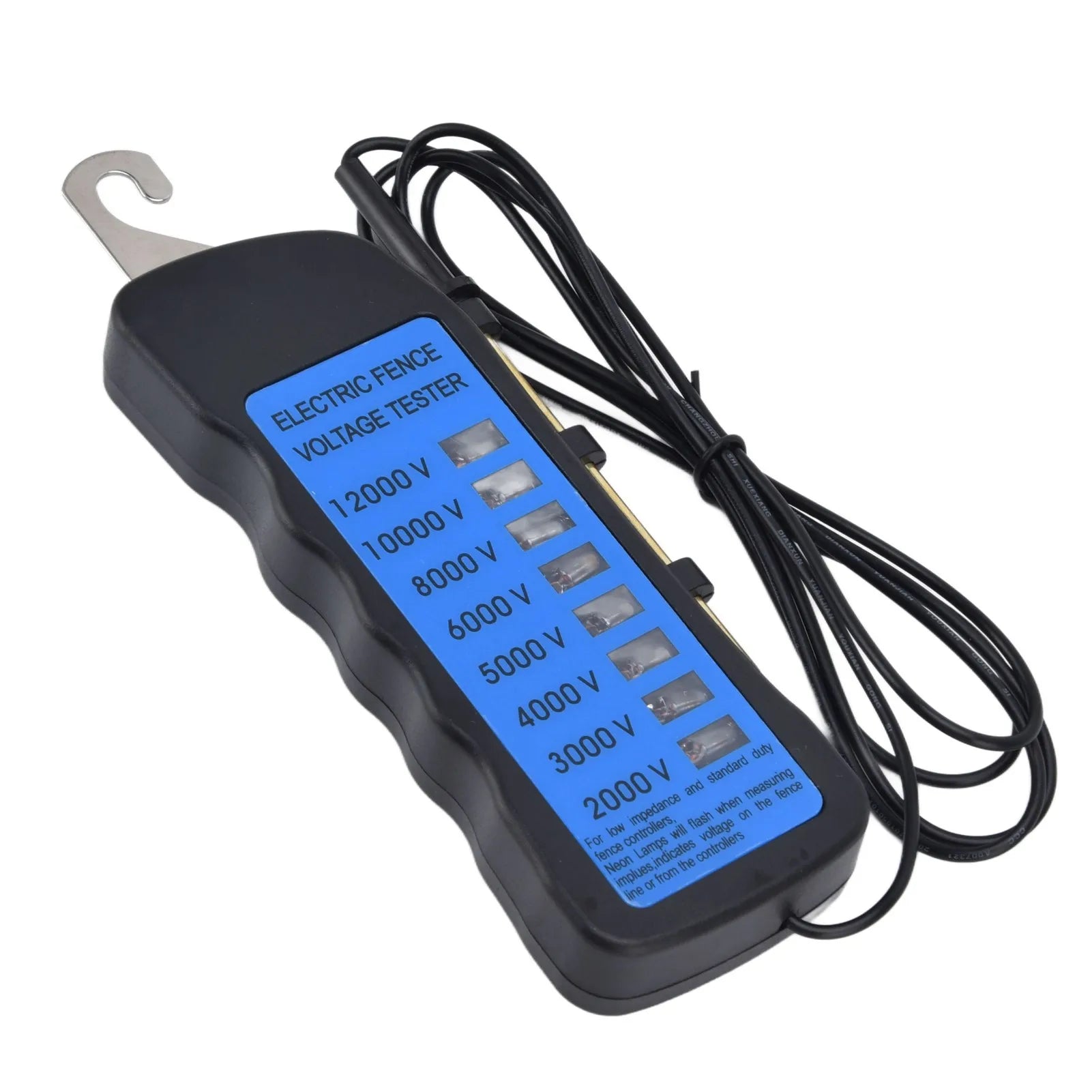 Comprobador de cercas impermeables 12KV Comprobador de voltaje de cercas de neón de 2000 a 12000V 8 luces indicadoras de neón Comprobador de cercas impermeables para granjas