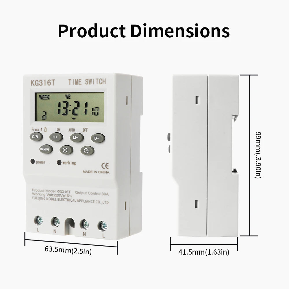 TNCE 30A Timer 220V, time control switch module, set to seconds, 32 groups of timer on and off light, for water pump timer