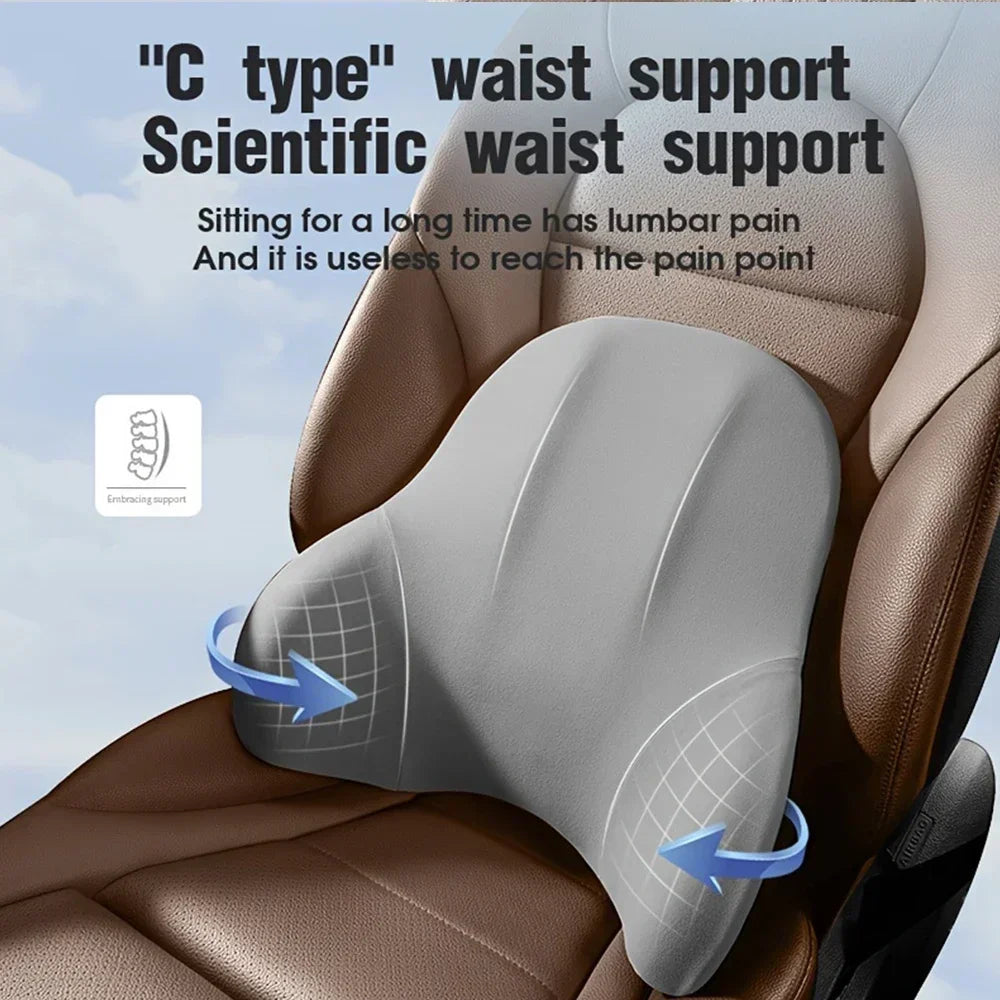 Cojín de soporte lumbar para coche de espuma viscoelástica, tejido de poliéster, antideslizante, lavable, diseño ergonómico, material de memoria de rebote lento