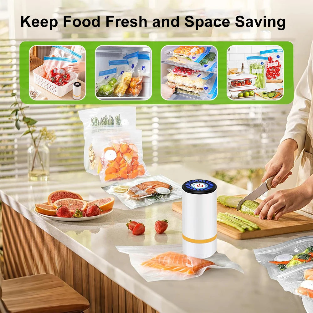 Electric Air Pump USB Rechargeable Automatic Vacuum Pump for Food Vacuum Sealed Bag Storage Pack Bag Vacuum Compression Machine