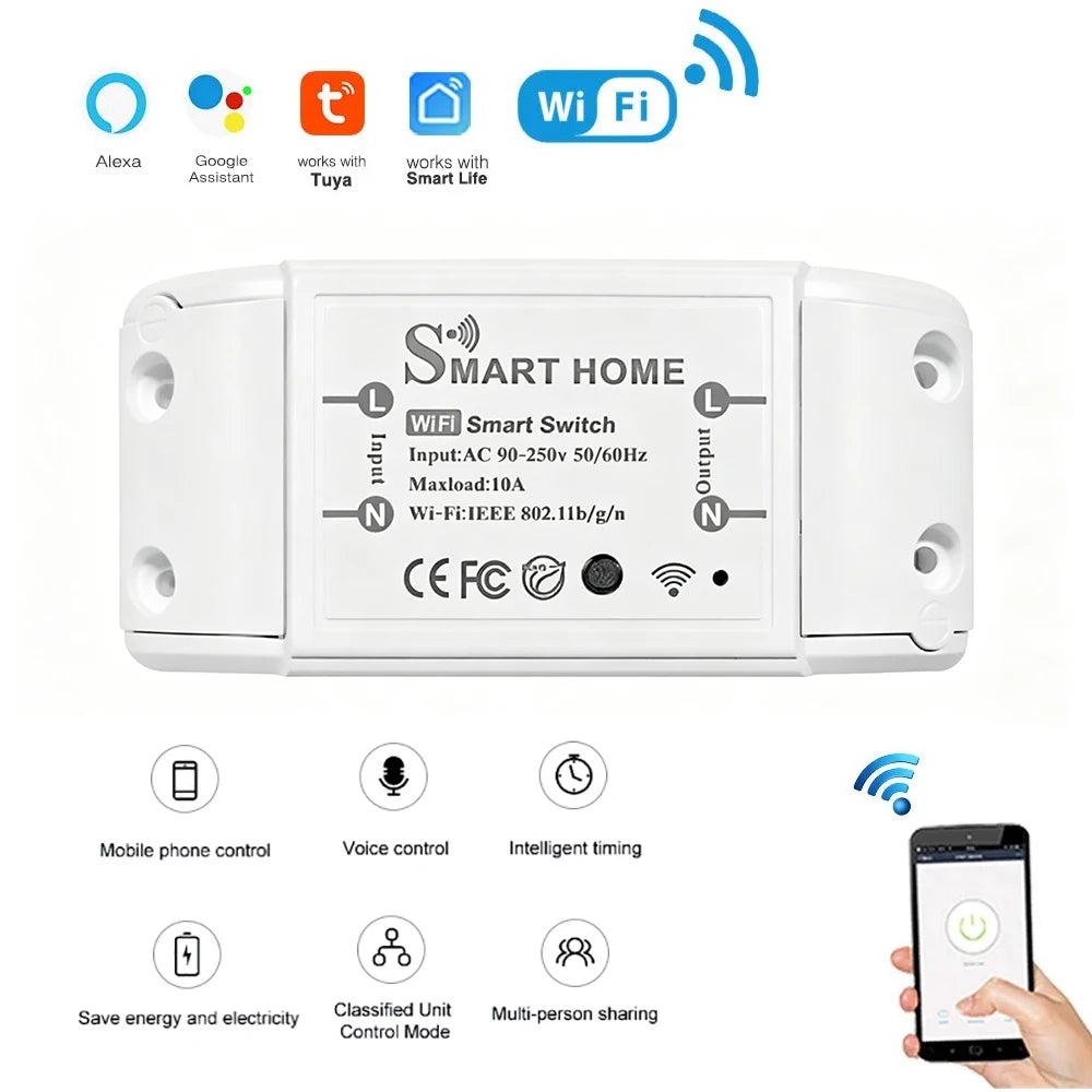 Universal Breaker Timer Wireless Switch Remote Control Works with Tuya Smart Life App Alexa Google Assistant Home DIY Switch