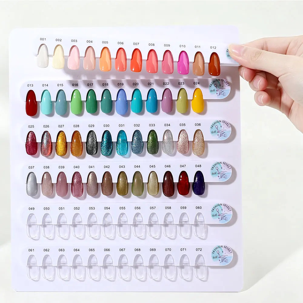 72 color nail color display board, gel polishing rack color display rack, with false nail tips and digital stickers, nail salon