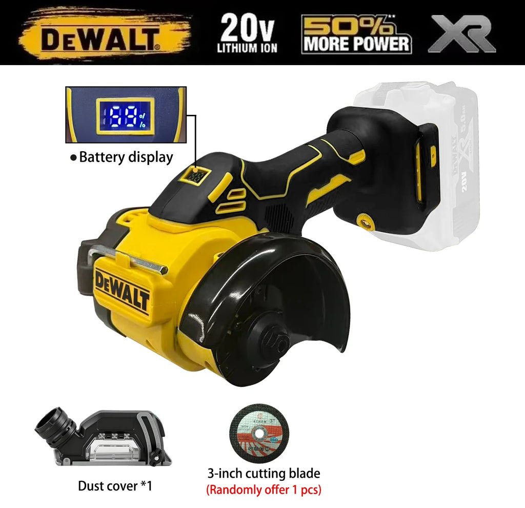 DeWALT Cordless 3 Inch Brushless Digital Display  Angle Grinder Polishing Grinding Machine Electric Cutting Tools 18V Battery