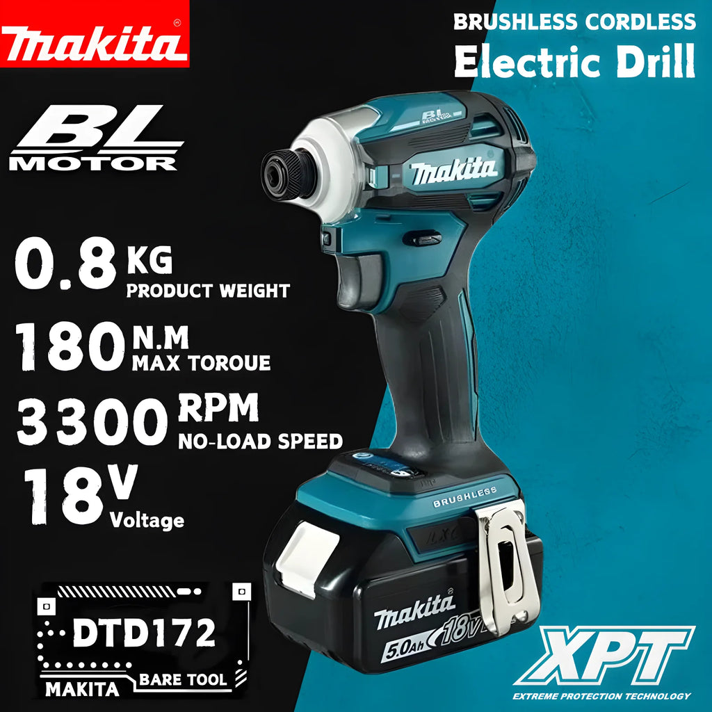 Makita DTD172 Impact Drive 1/4inch Brushless Electric Screwdriver Cordless 180N.m Electric Drill Power Tools makita 18v tools