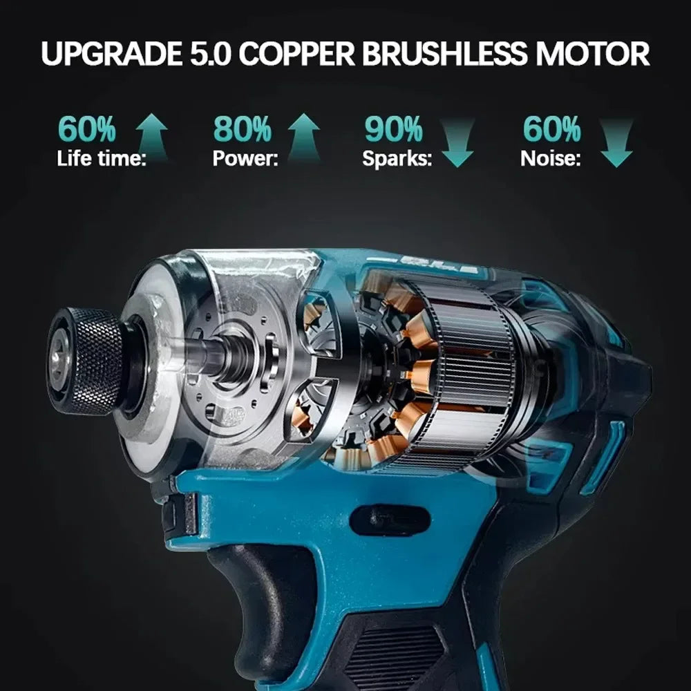 Makita DTD173 18V LXT Cordless Impact Driver Brushless Electric Drill Screwdriver Wood/Bolt T1/T2-Mode Twin LED Light 180 N·m