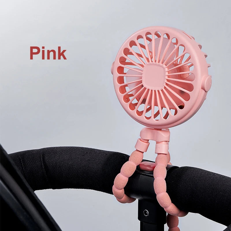 Octopus Fan Mini Flexible Tripod Cooler Fan Portable 360° Rotate Handheld Desk Fan for Stroller Bike Travel Winding Vertical Fan