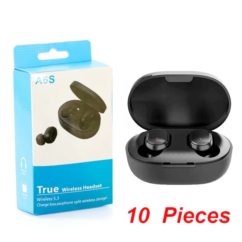 10 Piezas al por mayor A6S TWS Auriculares inalámbricos Bluetooth 5.0 Estéreo Auriculares con micrófono para ISO Android