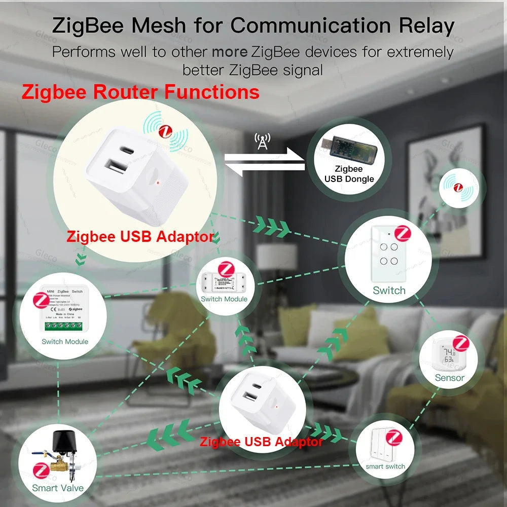 Zigbee Micro USB Adaptor Switch 5V Mini TYPE-C USB Power Adaptor Signal Repeater Plug Home Automation For Smart Life TUYA Z2M