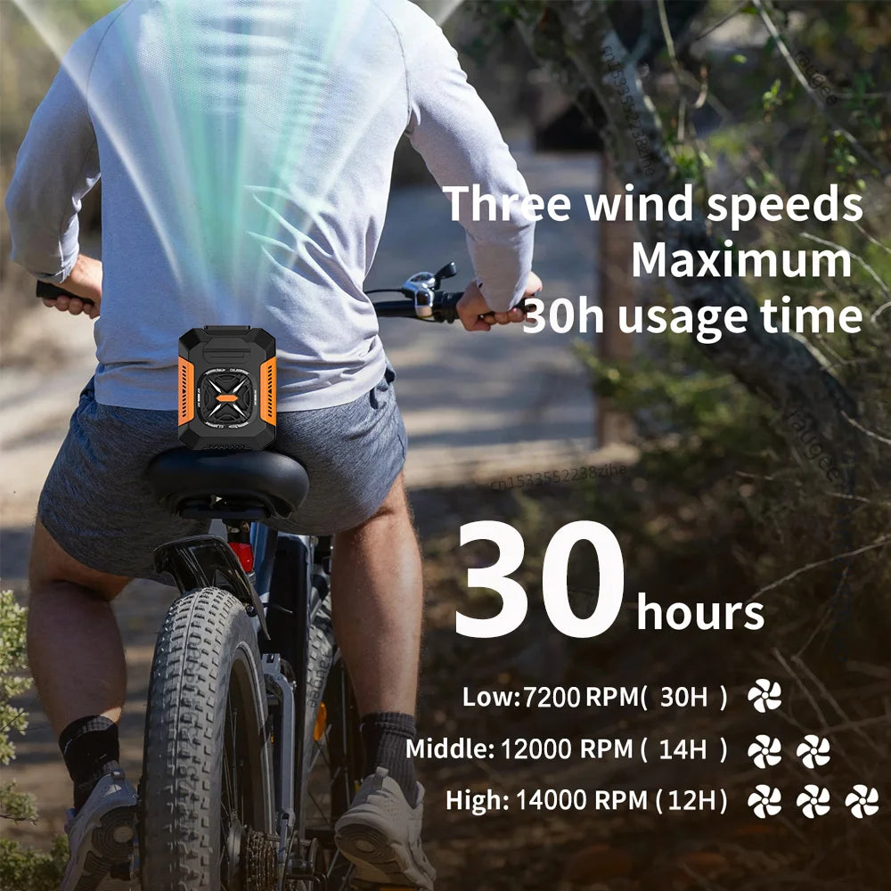 Ventilador de cintura 5000mAh Recargable Portátil Sin Aspas Aire Acondicionado Ventilador de Clip para Cintura para Deportes al Aire Libre con Power Bank Linterna