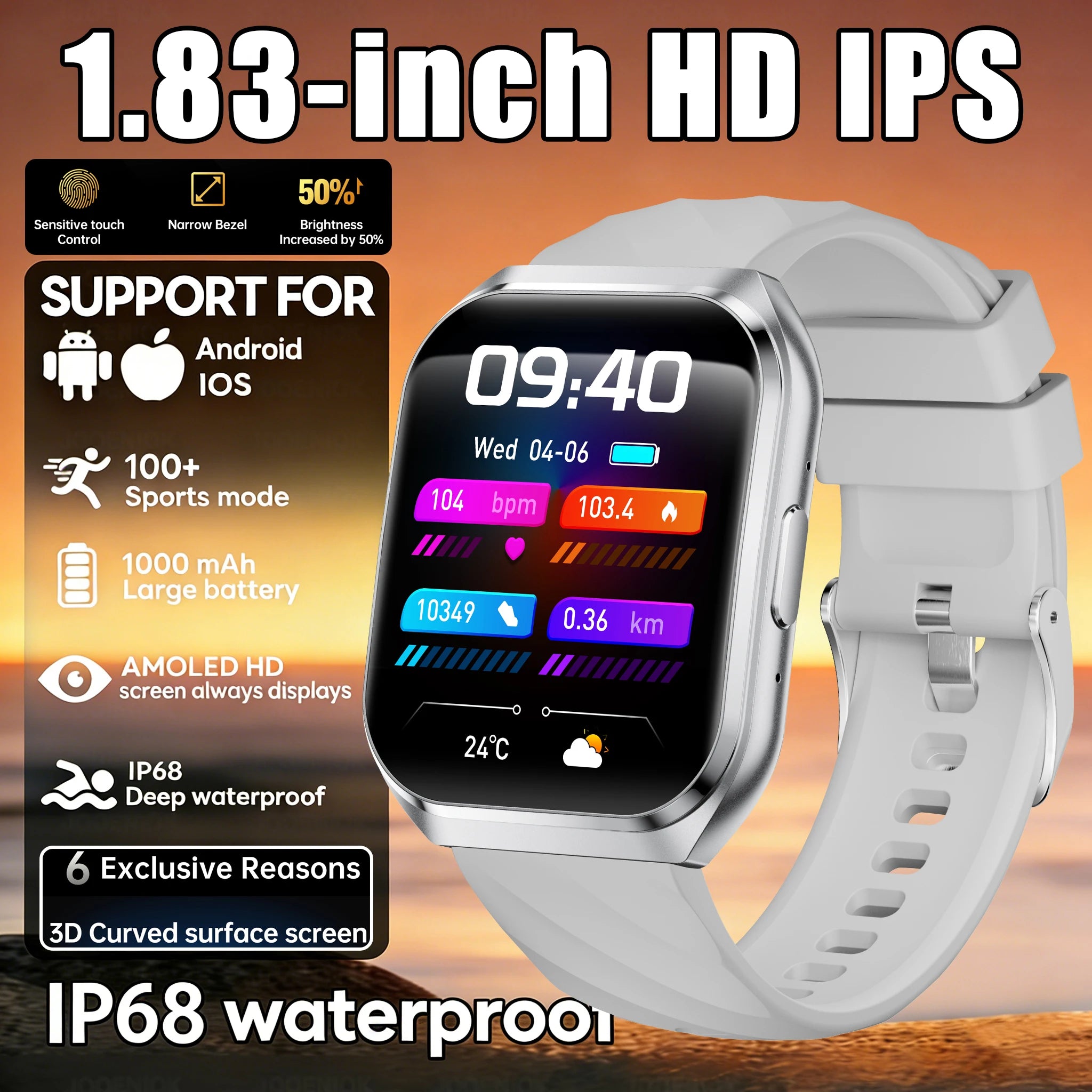 GPS Track Altimeter 1000mAh Battery IP68 Waterproof Heart Rate BT Call Sport Man Smartwatch New Outdoor Men Adult Smart Watch