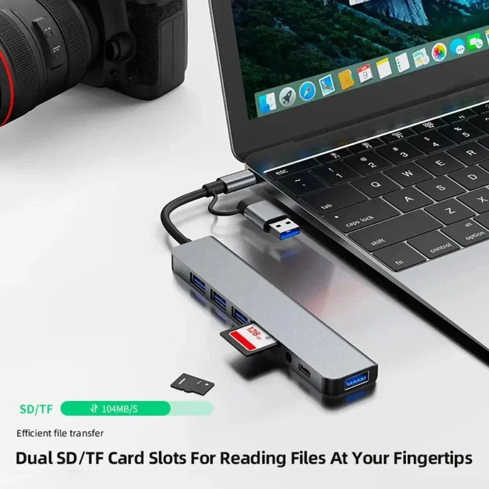 HUB USB 3.0 de 5Gbps, HUB USB C, Estación de Acoplamiento USB C, Transmisión de Alta Velocidad, Adaptador OTG Splitter, HUB TIPO C para Laptop Macbook
