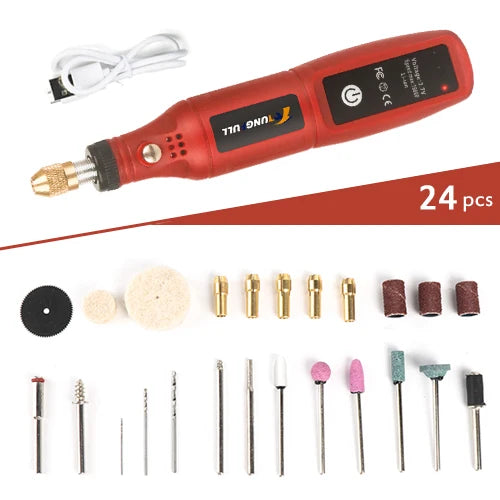 Cordless Mini Rotary Tool Kit 3.7V Rechargeable Electric Grinder Polisher Nail Polisher for DIY Engraving, Sanding & Cutting
