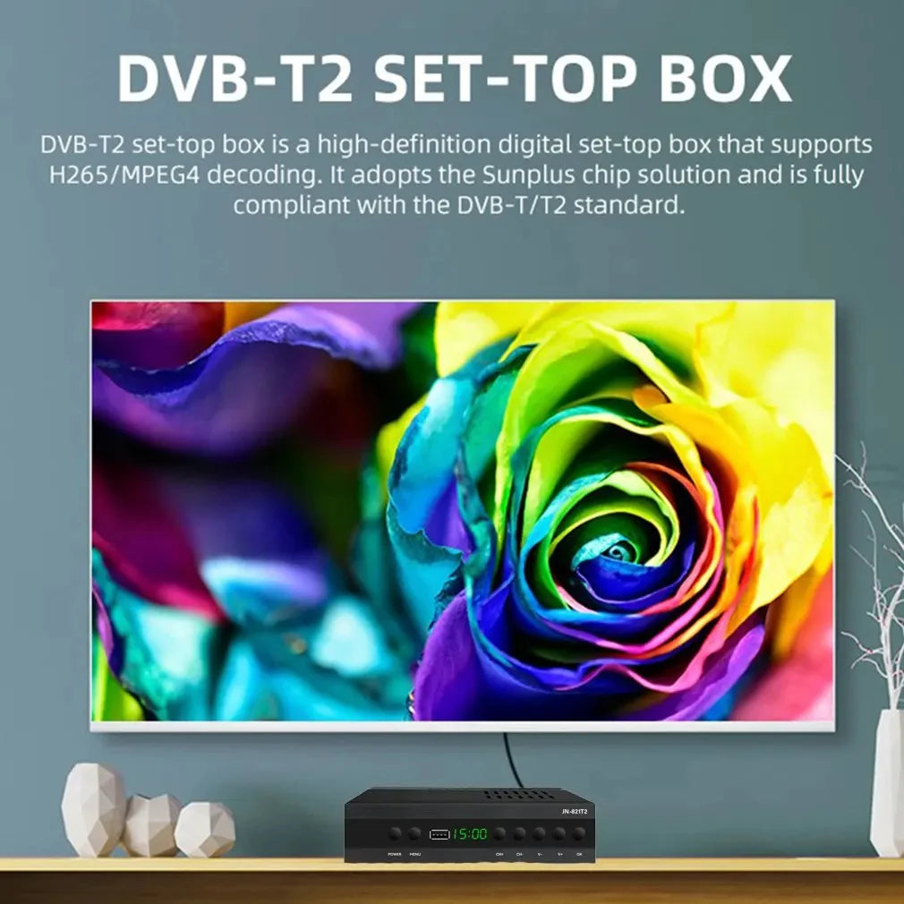 JN812 H.265 TDT DVB-T2 C Digital Terrestrial TV Receiver HD DVB-T2 FTA Set Top Box EPG USB PVR TV Tuner for HD/Old TV