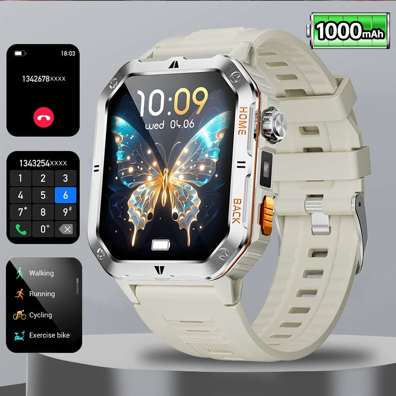 2026 Military Outdoor 1000 mAh Battery Smart Watch Men GPS Sports Heart Rate IP68 Waterproof BT Call Smartwatch For Man Gift Hot
