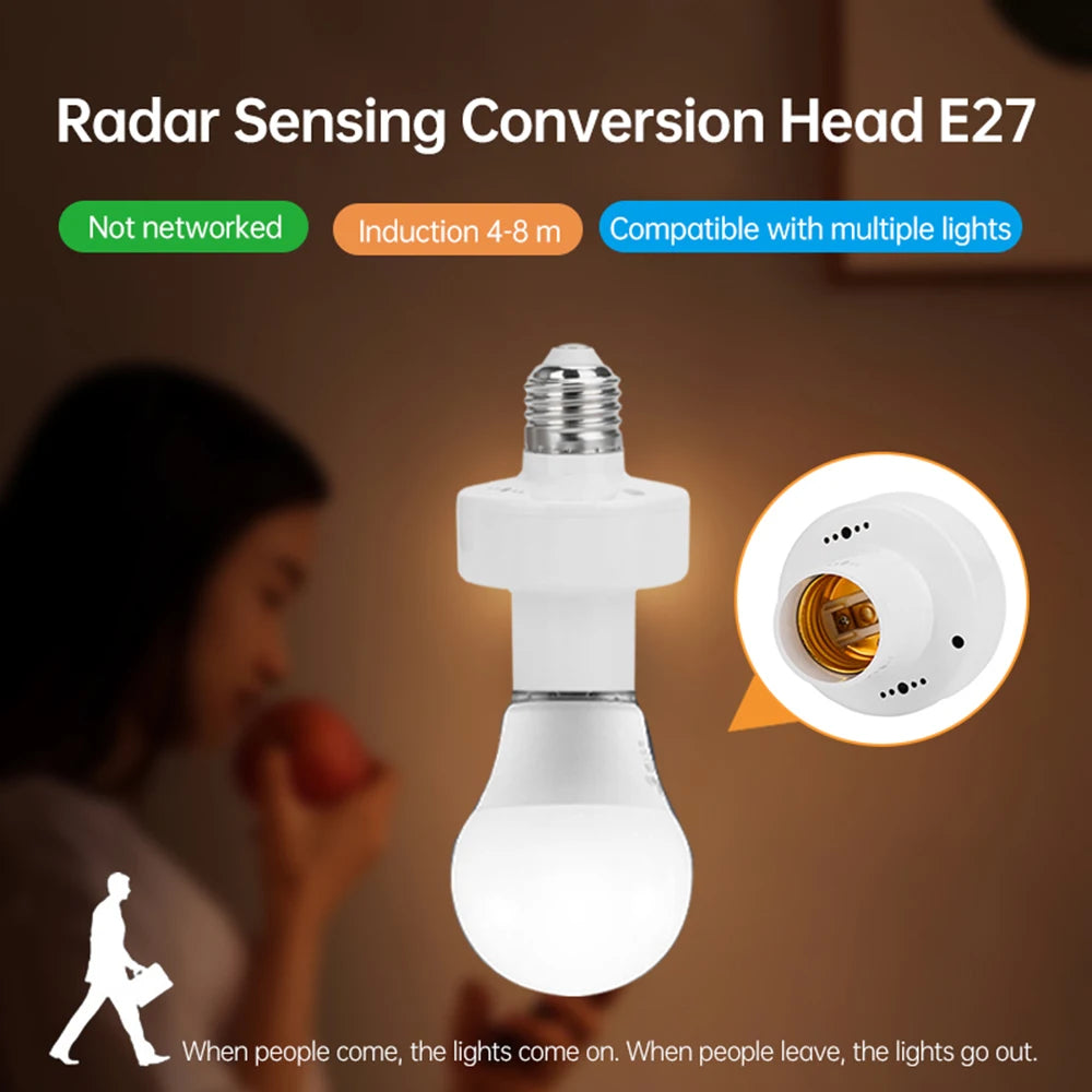 360 Degrees PIR Human Induction Motion Sensor LED Night Lamp Socket Base E27 AC 85-265V Delay Time Adjustable Switch