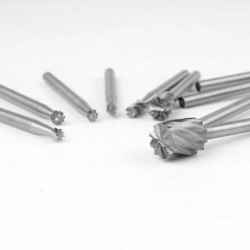 6/10pcs Set HSS Routing Router Drill Bits Set for Dremel Carbide Rotary Burrs Tools Wood Stone Metal Root Carving Milling Cutter