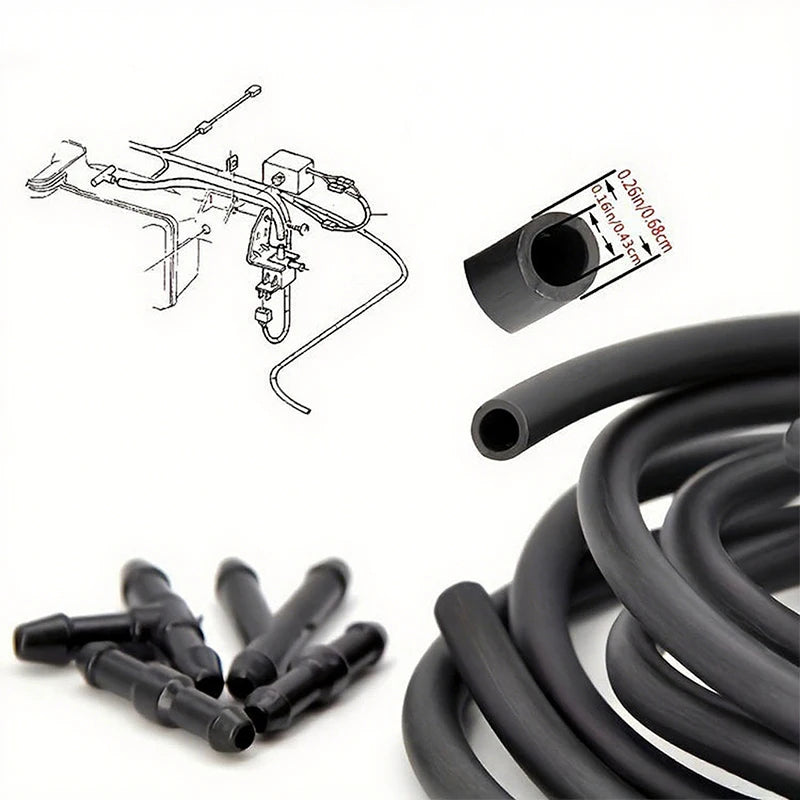 5pcs/Set 2m Car Windshield Washer Hose Automotive Wiper Blade Pipe Windshield Jet Spray Wiper Nozzle Water Hose Fluid Tube